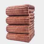 Conjunto de Toalhas de Banho Listradas em Coral Fleece
